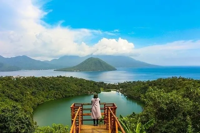 Lake Lindu in Palu Central Sulawesi surrounded by mountains